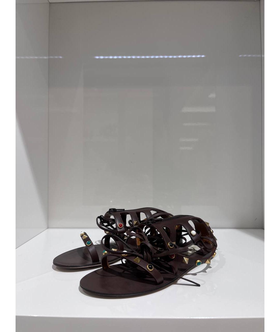 VALENTINO Коричневые кожаные сабо, фото 2
