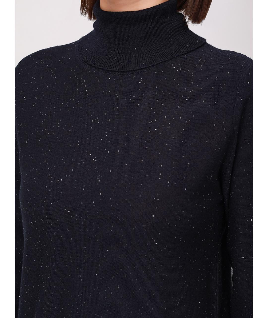 PANICALE Темно-синяя шерстяная водолазка, фото 5