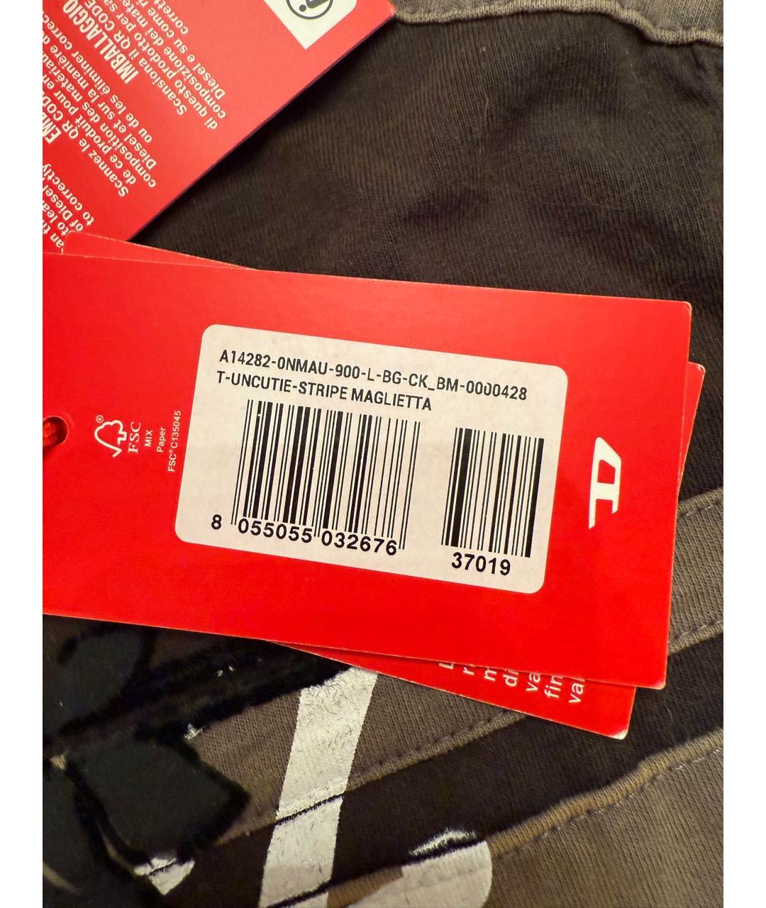 DIESEL Хаки хлопковая футболка, фото 3