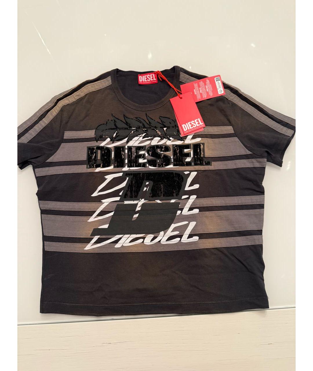 DIESEL Хаки хлопковая футболка, фото 5