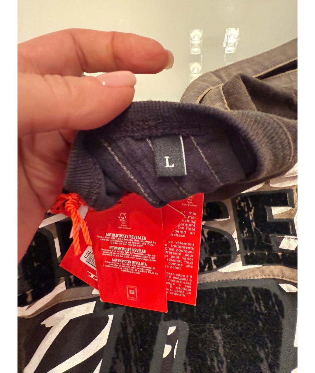 DIESEL Хаки хлопковая футболка, фото 4