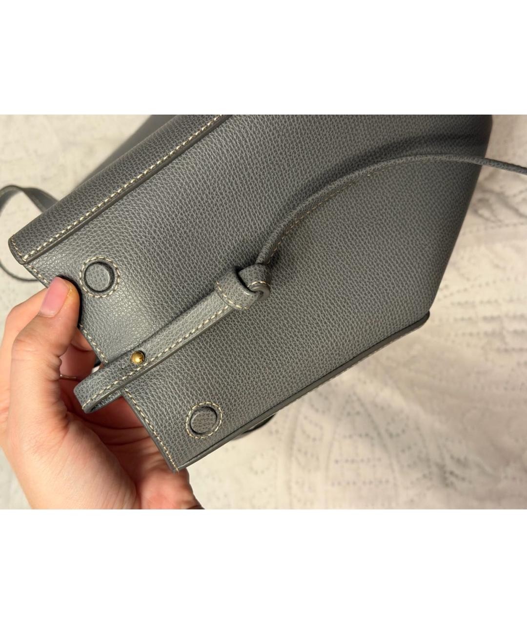 POLENE Серая кожаная сумка тоут, фото 5