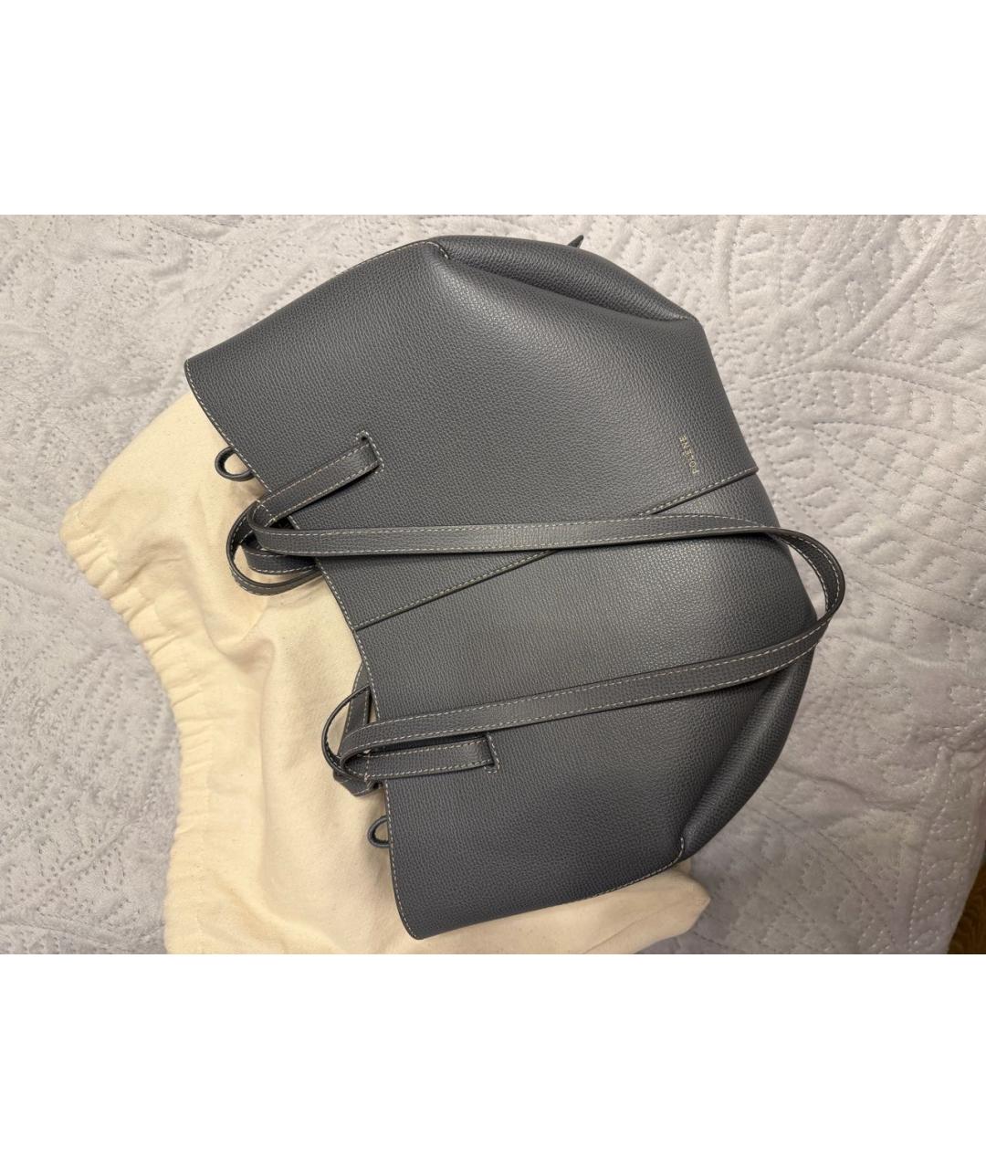 POLENE Серая кожаная сумка тоут, фото 2