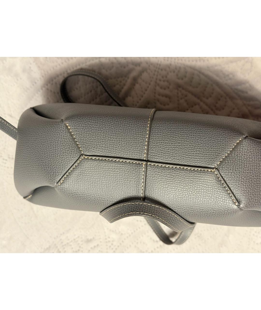 POLENE Серая кожаная сумка тоут, фото 3