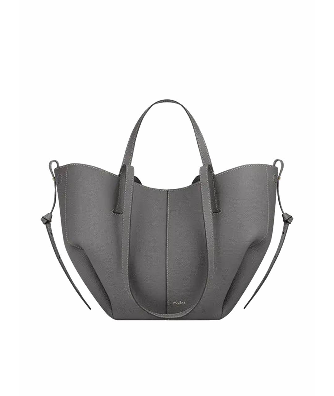 POLENE Серая кожаная сумка тоут, фото 1