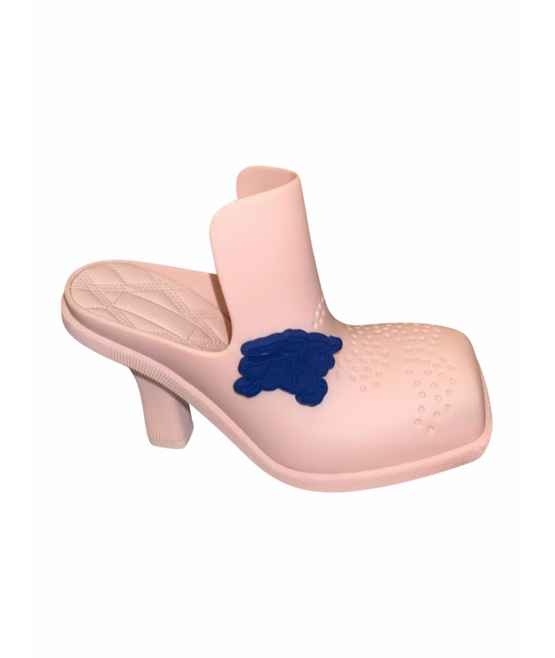 BURBERRY Розовые резиновые мюли, фото 1