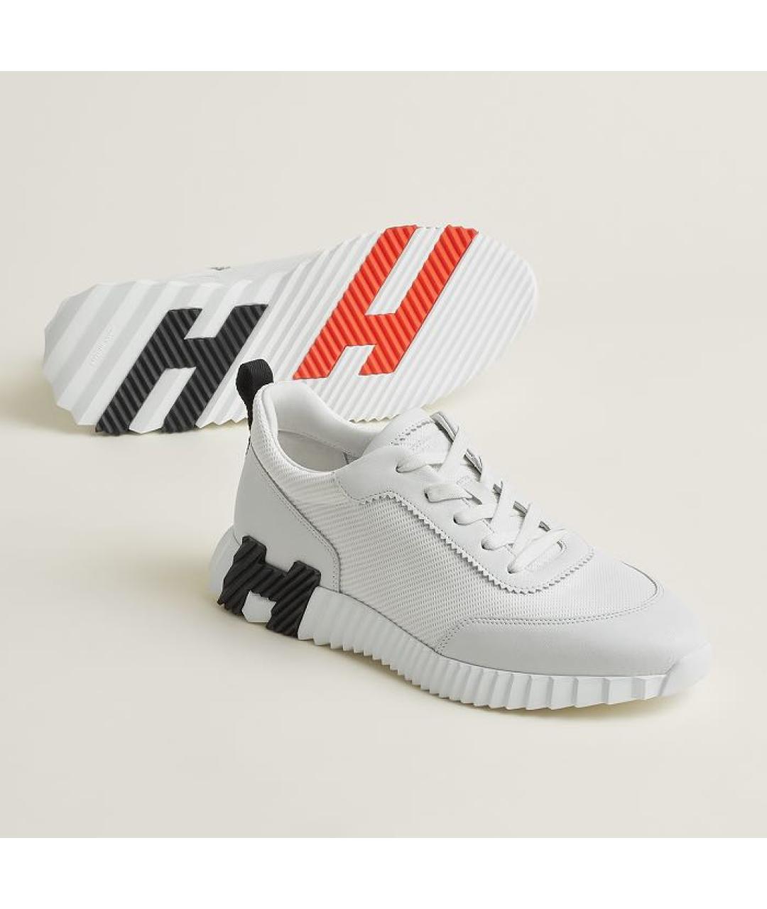 HERMES Белые текстильные низкие кроссовки / кеды, фото 2