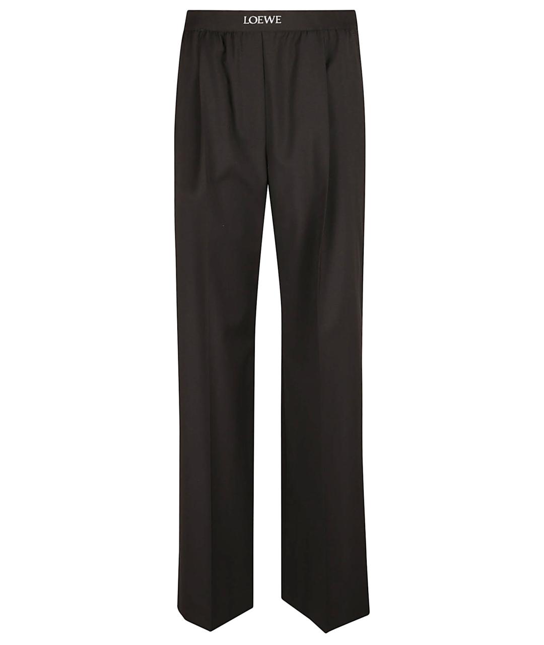 LOEWE Черные шерстяные прямые брюки, фото 1
