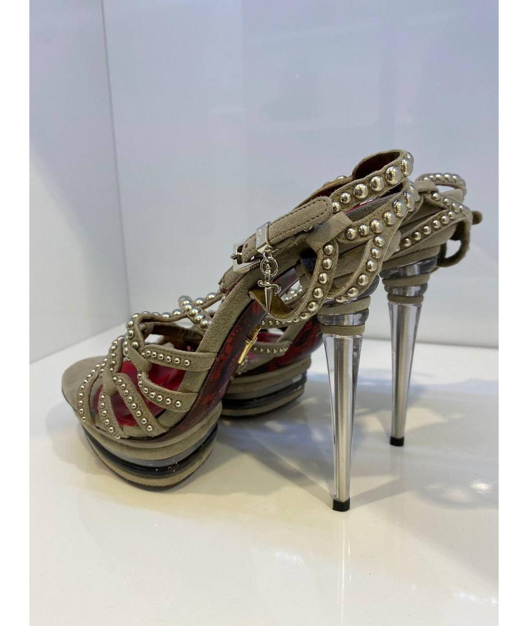 CESARE PACIOTTI Бежевые замшевые босоножки, фото 3