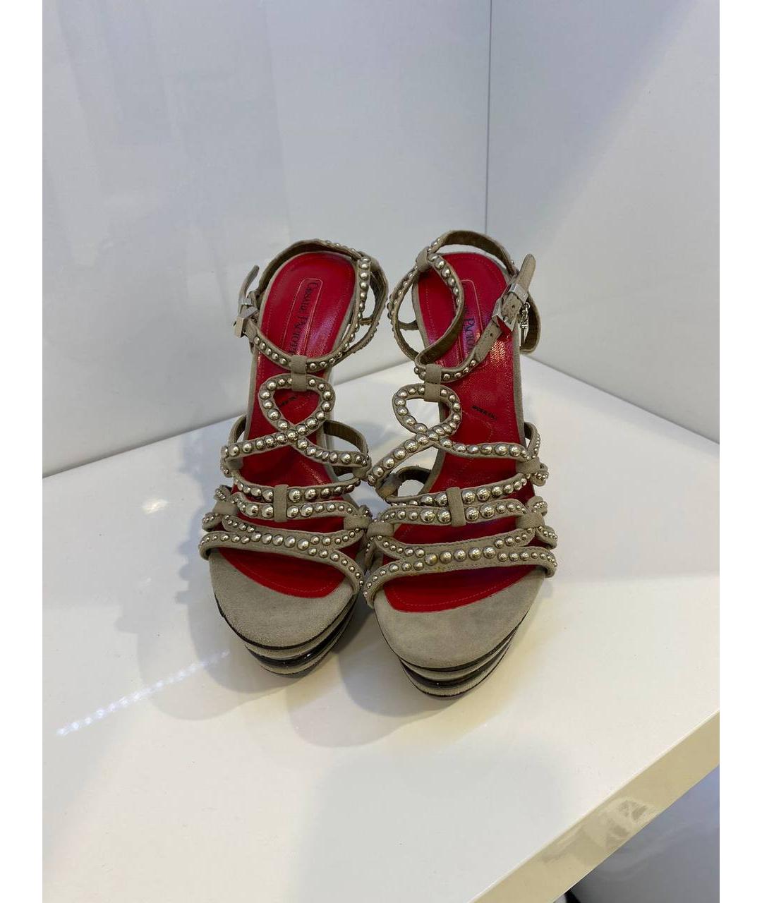 CESARE PACIOTTI Бежевые замшевые босоножки, фото 2