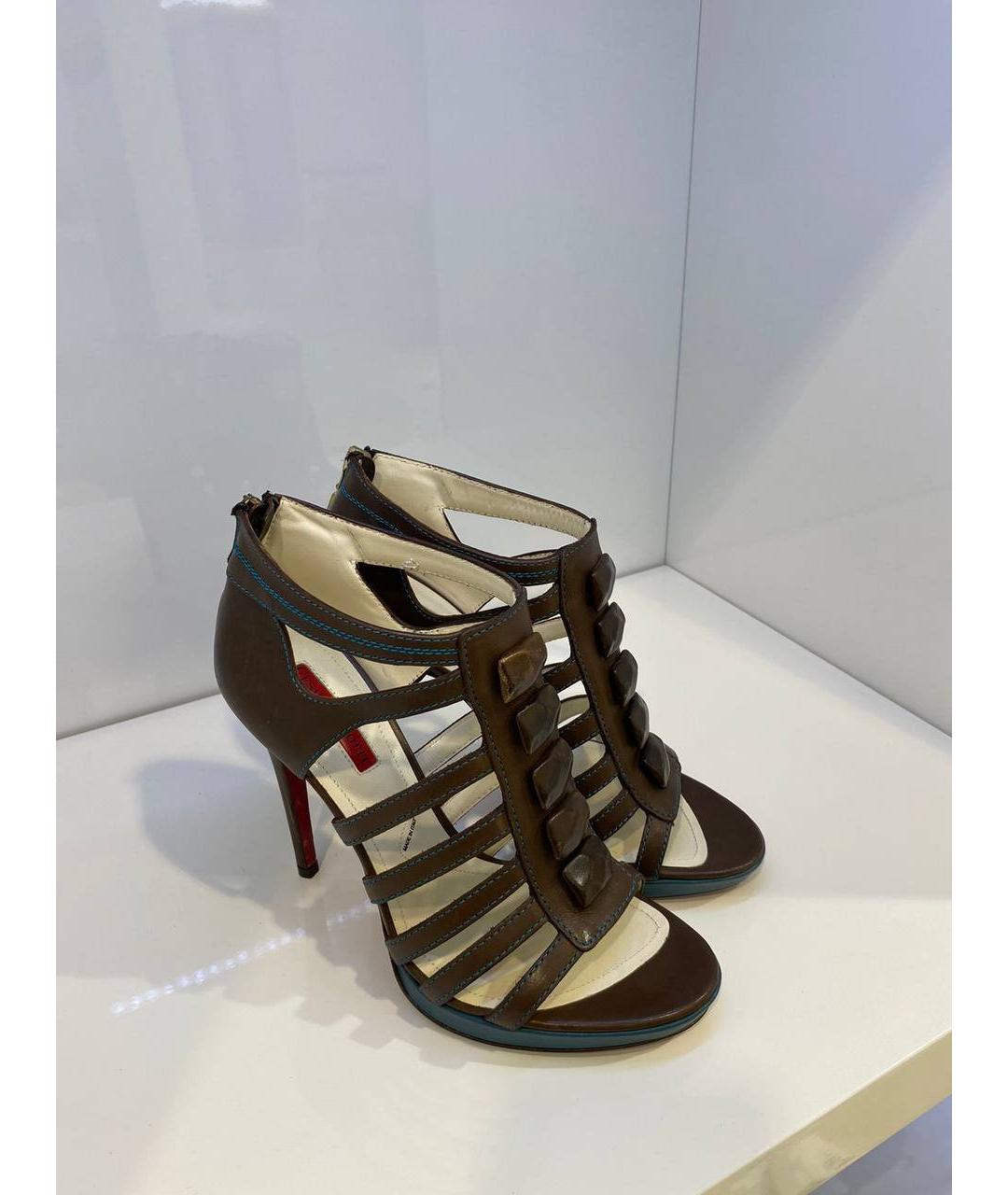 CESARE PACIOTTI Коричневые кожаные босоножки, фото 4