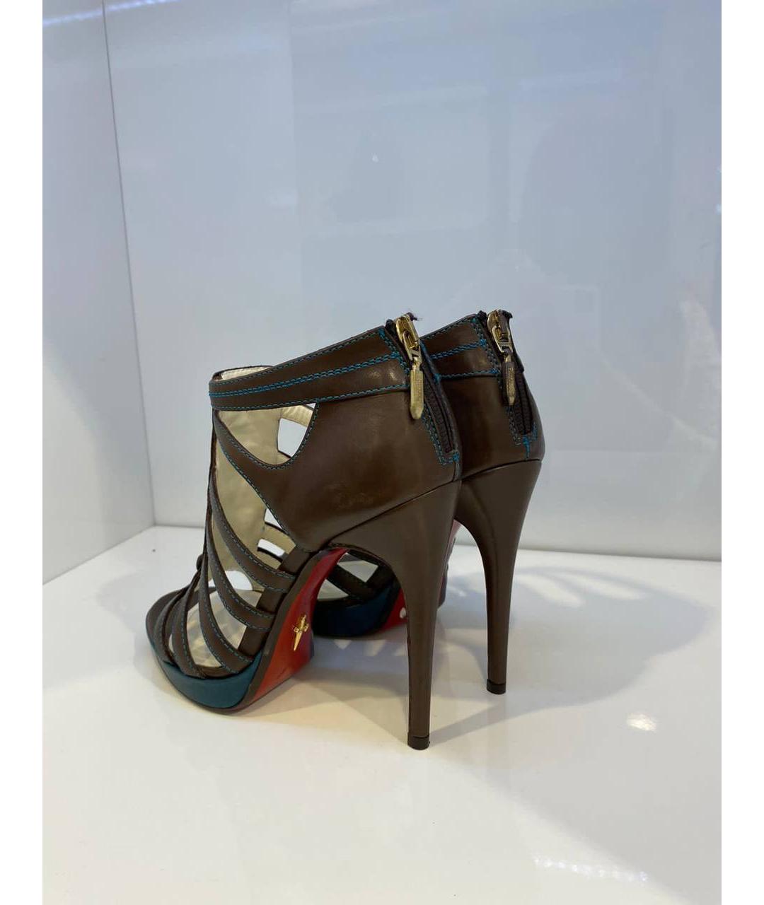 CESARE PACIOTTI Коричневые кожаные босоножки, фото 3