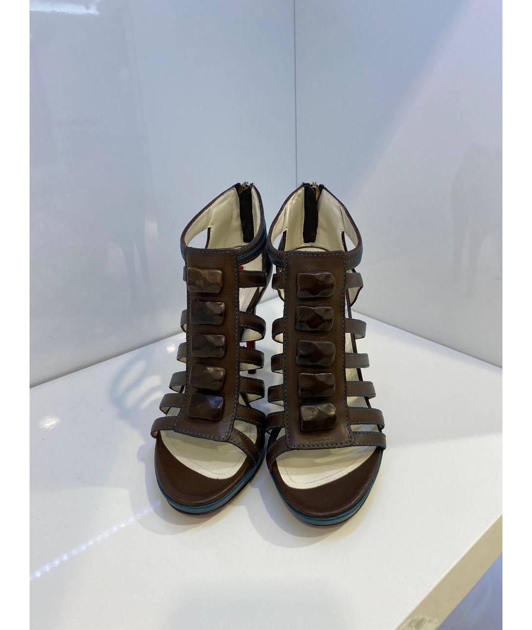 CESARE PACIOTTI Коричневые кожаные босоножки, фото 2