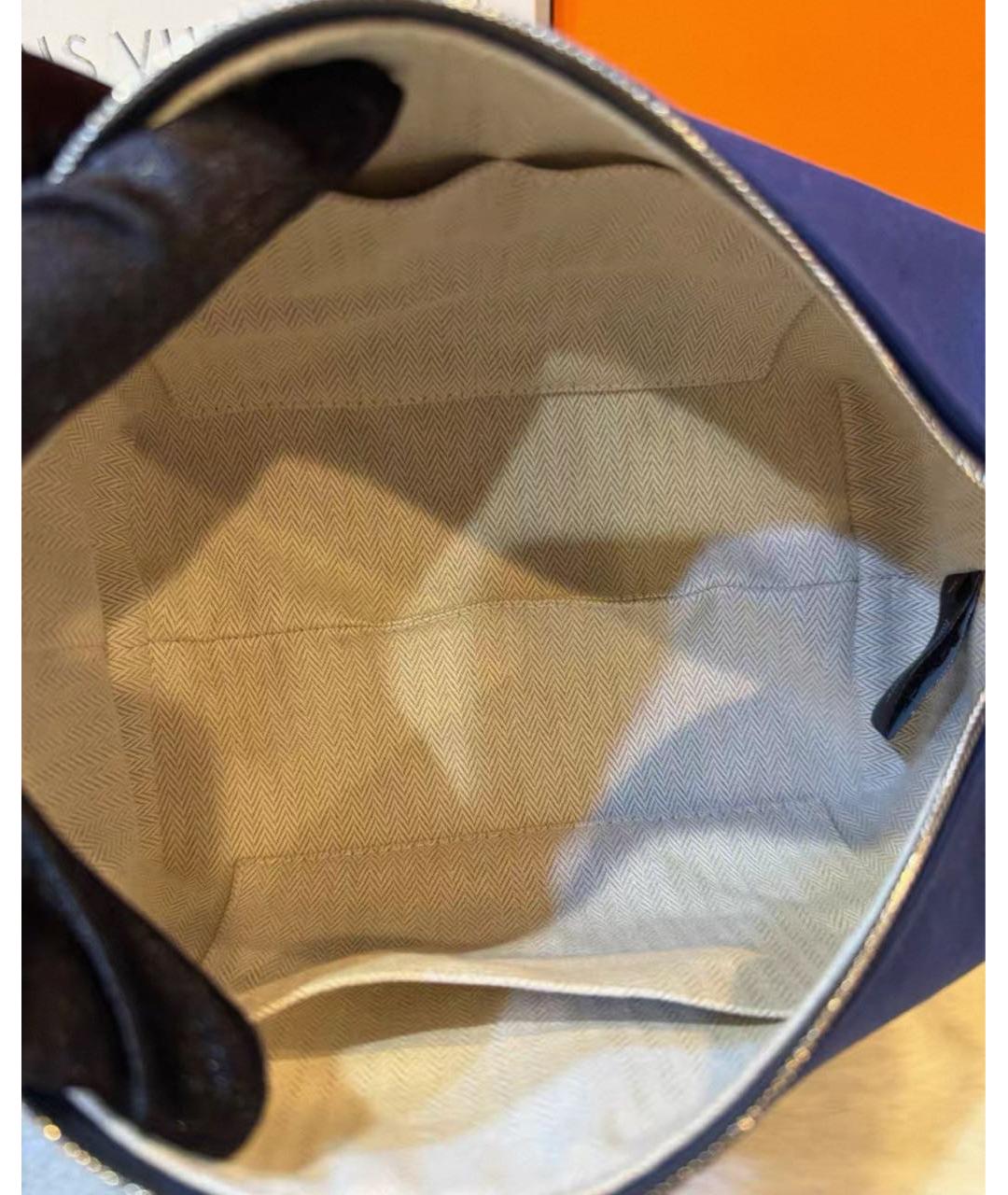 HERMES Темно-синяя хлопковая косметичка, фото 4