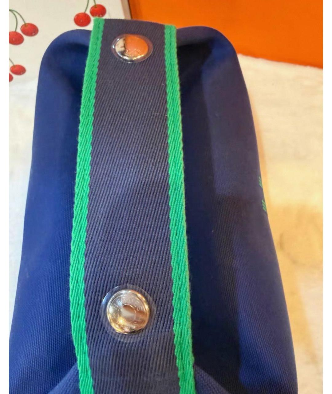 HERMES Темно-синяя хлопковая косметичка, фото 3