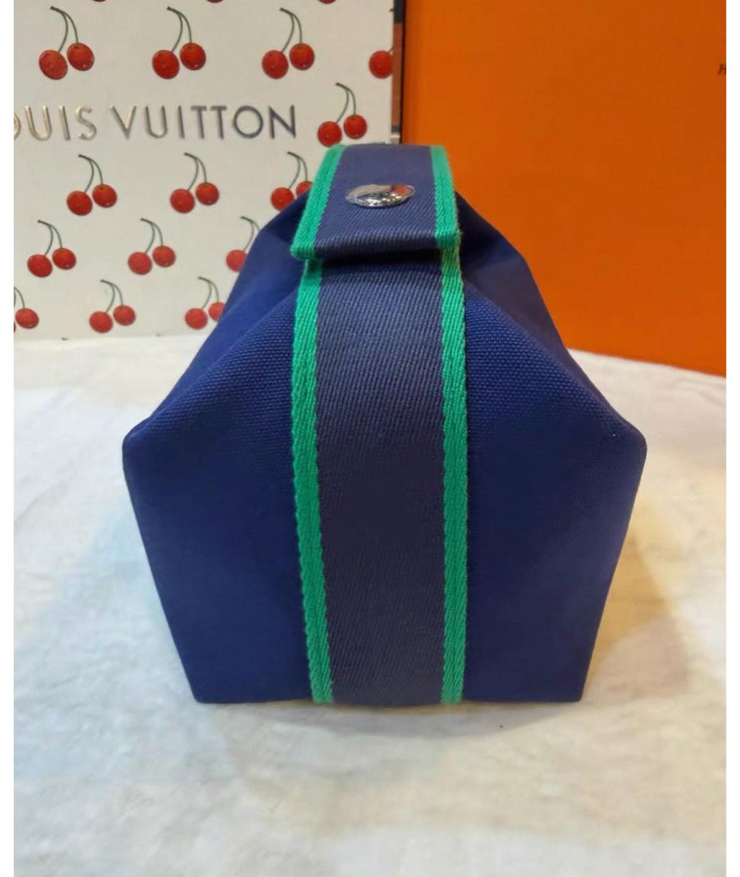 HERMES Темно-синяя хлопковая косметичка, фото 2