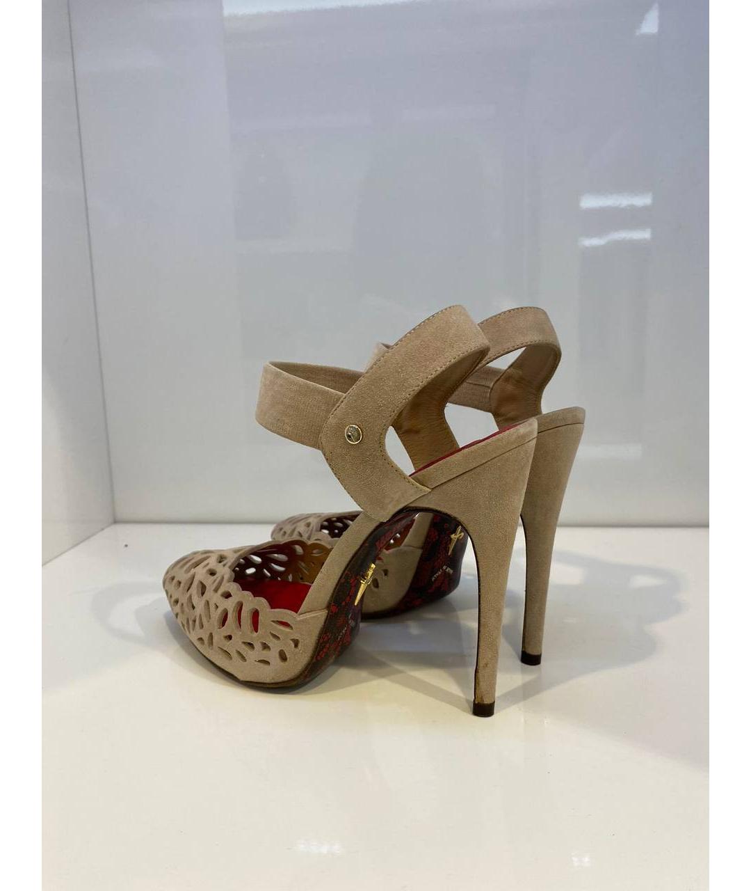 CESARE PACIOTTI Бежевые замшевые босоножки, фото 3