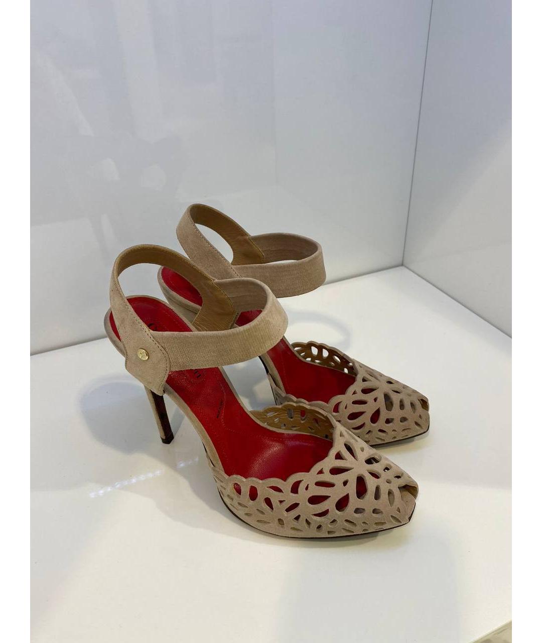 CESARE PACIOTTI Бежевые замшевые босоножки, фото 4