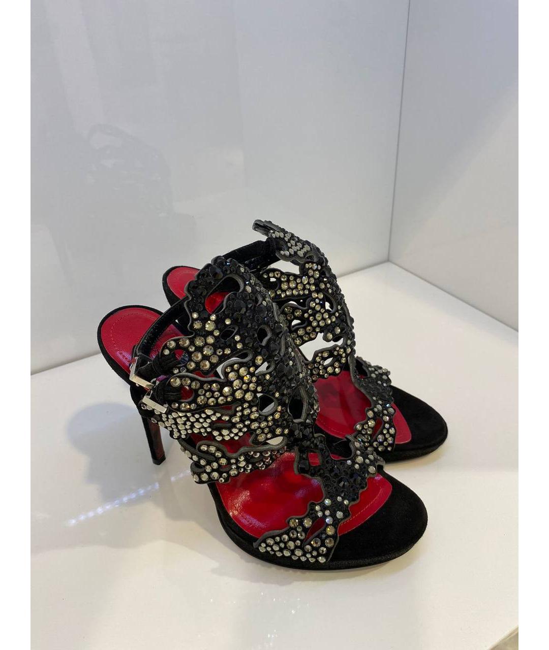 CESARE PACIOTTI Черные кожаные босоножки, фото 4