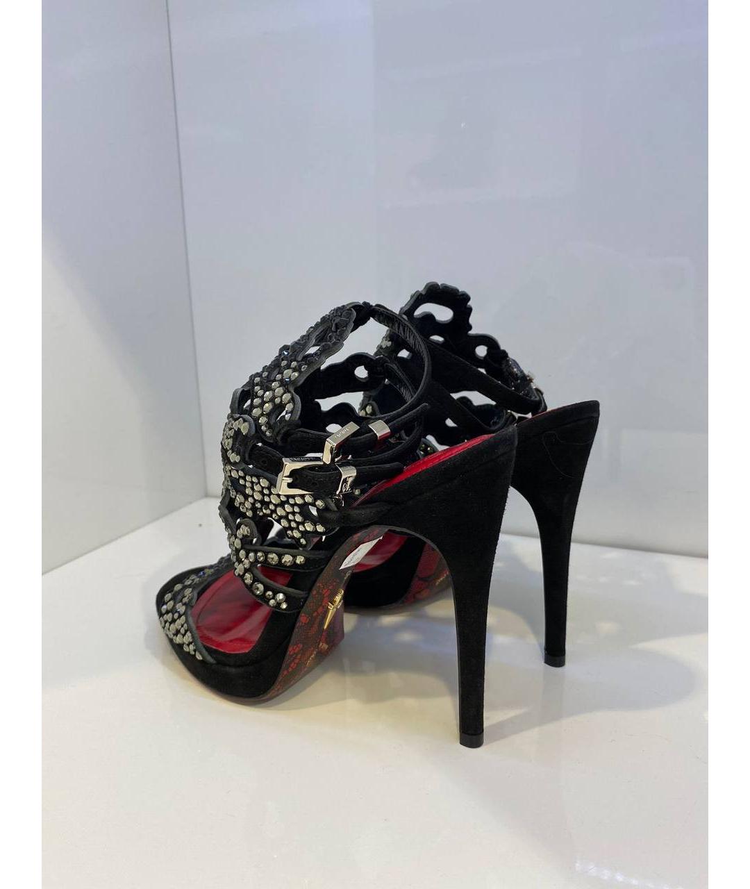 CESARE PACIOTTI Черные кожаные босоножки, фото 3