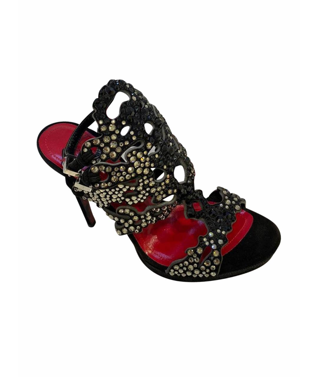 CESARE PACIOTTI Черные кожаные босоножки, фото 1