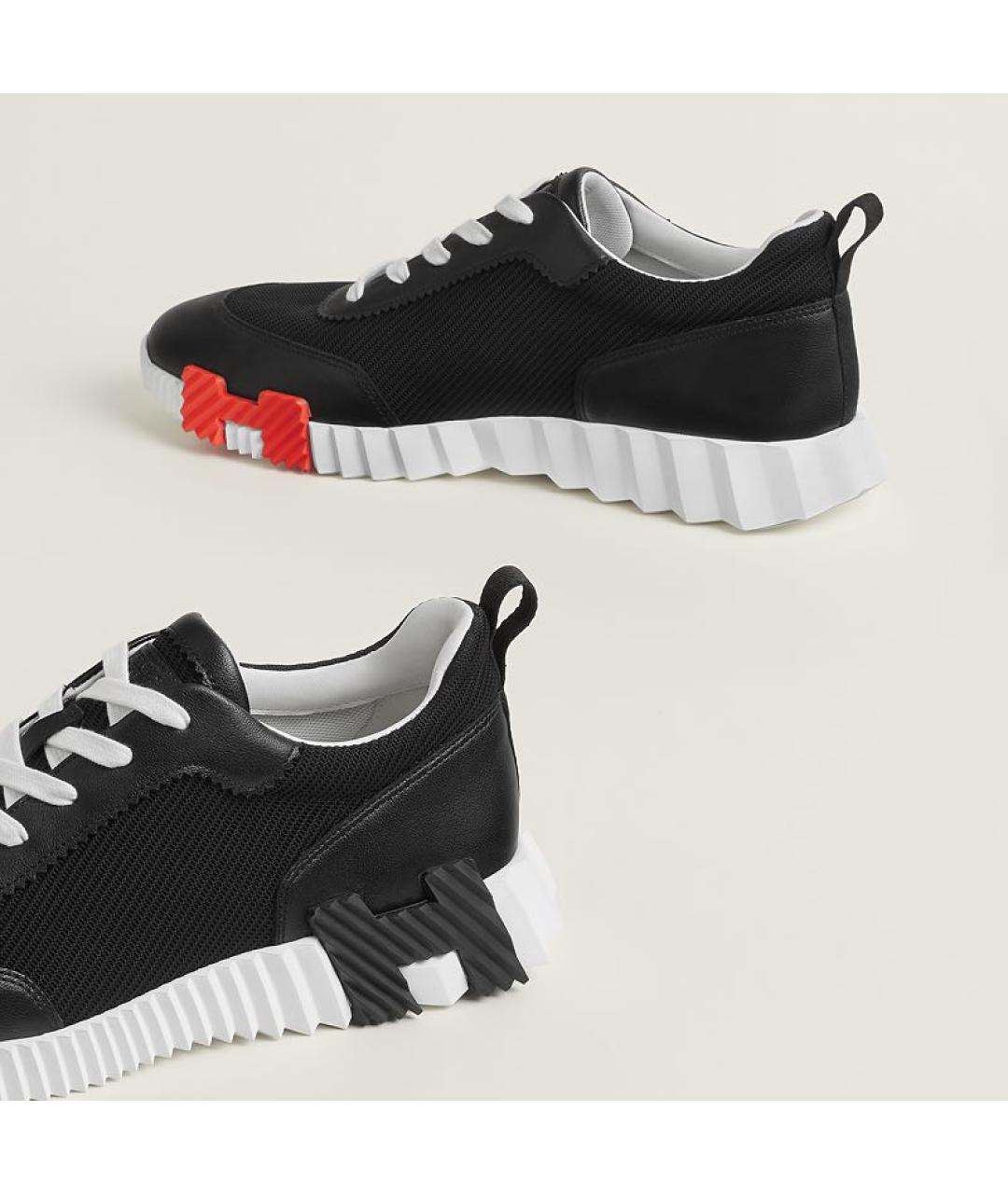 HERMES Черные текстильные низкие кроссовки / кеды, фото 5