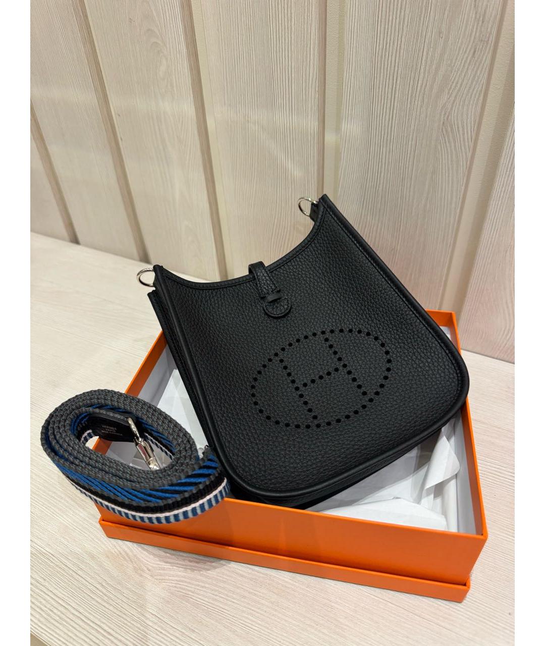 HERMES Черная кожаная сумка через плечо, фото 7