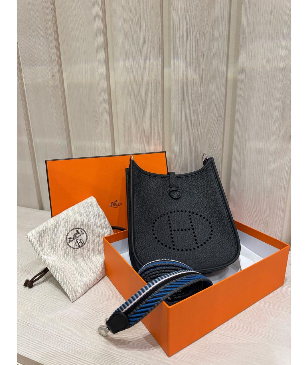 HERMES Черная кожаная сумка через плечо, фото 6