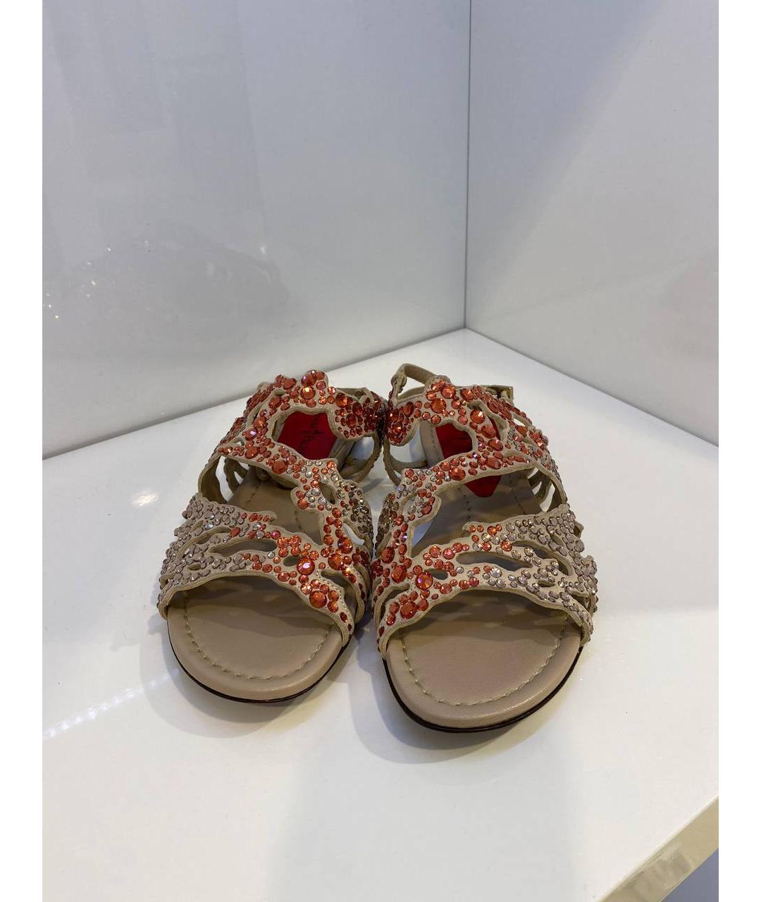 CESARE PACIOTTI Бежевые кожаные сабо, фото 2