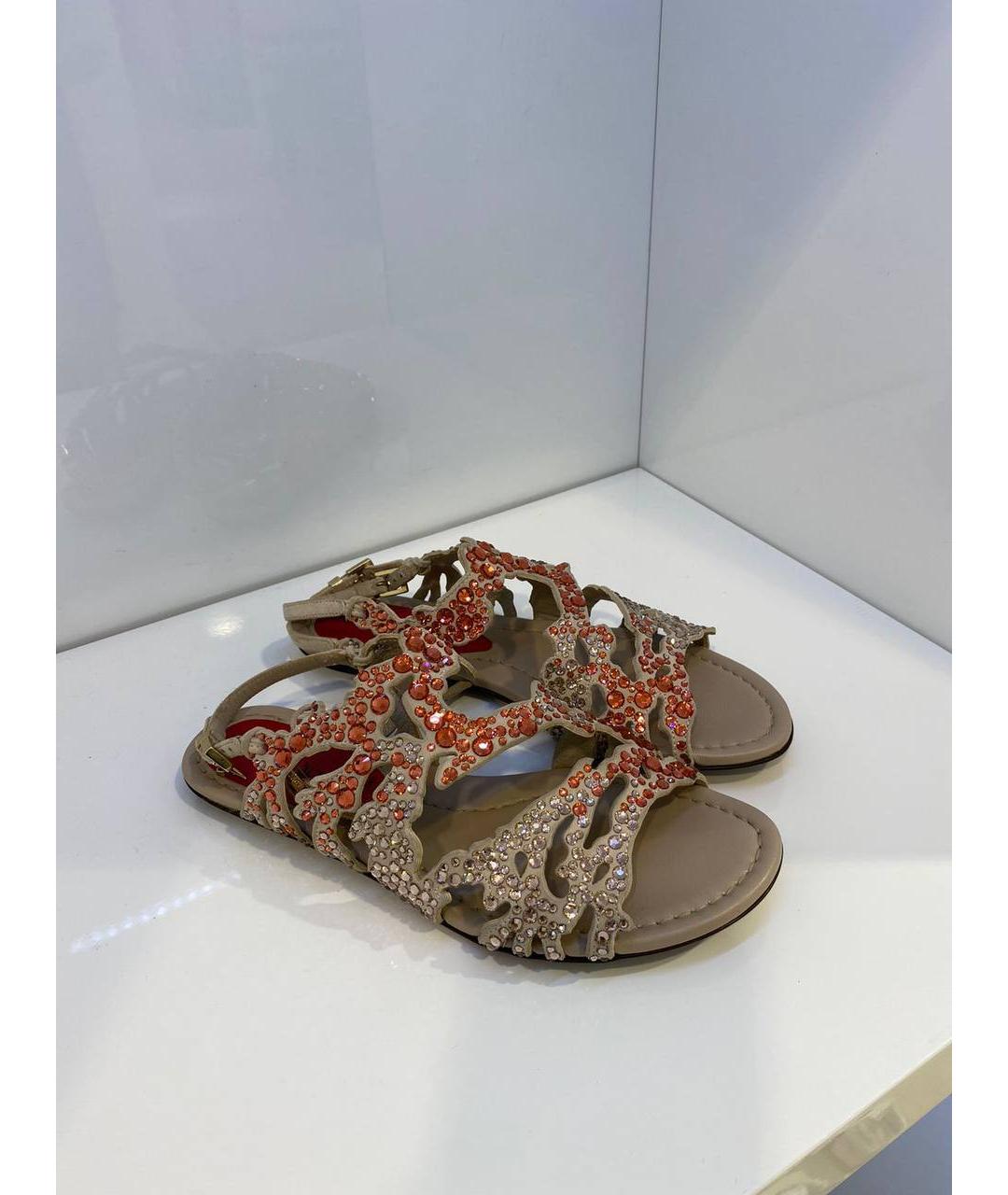 CESARE PACIOTTI Бежевые кожаные сабо, фото 4