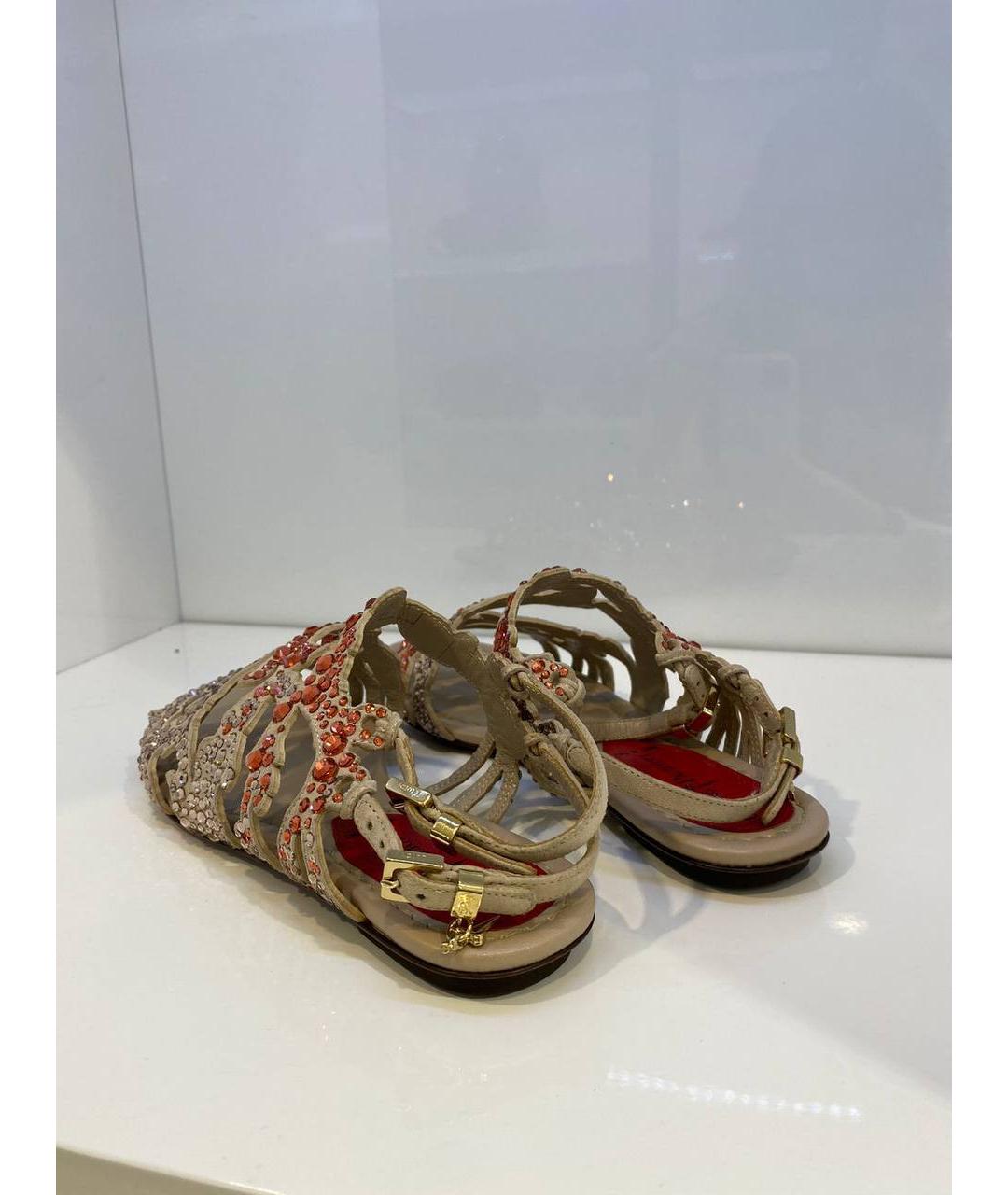 CESARE PACIOTTI Бежевые кожаные сабо, фото 3