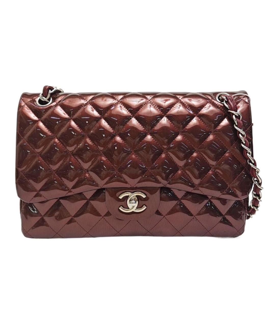 CHANEL Бордовая сумка через плечо из лакированной кожи, фото 1