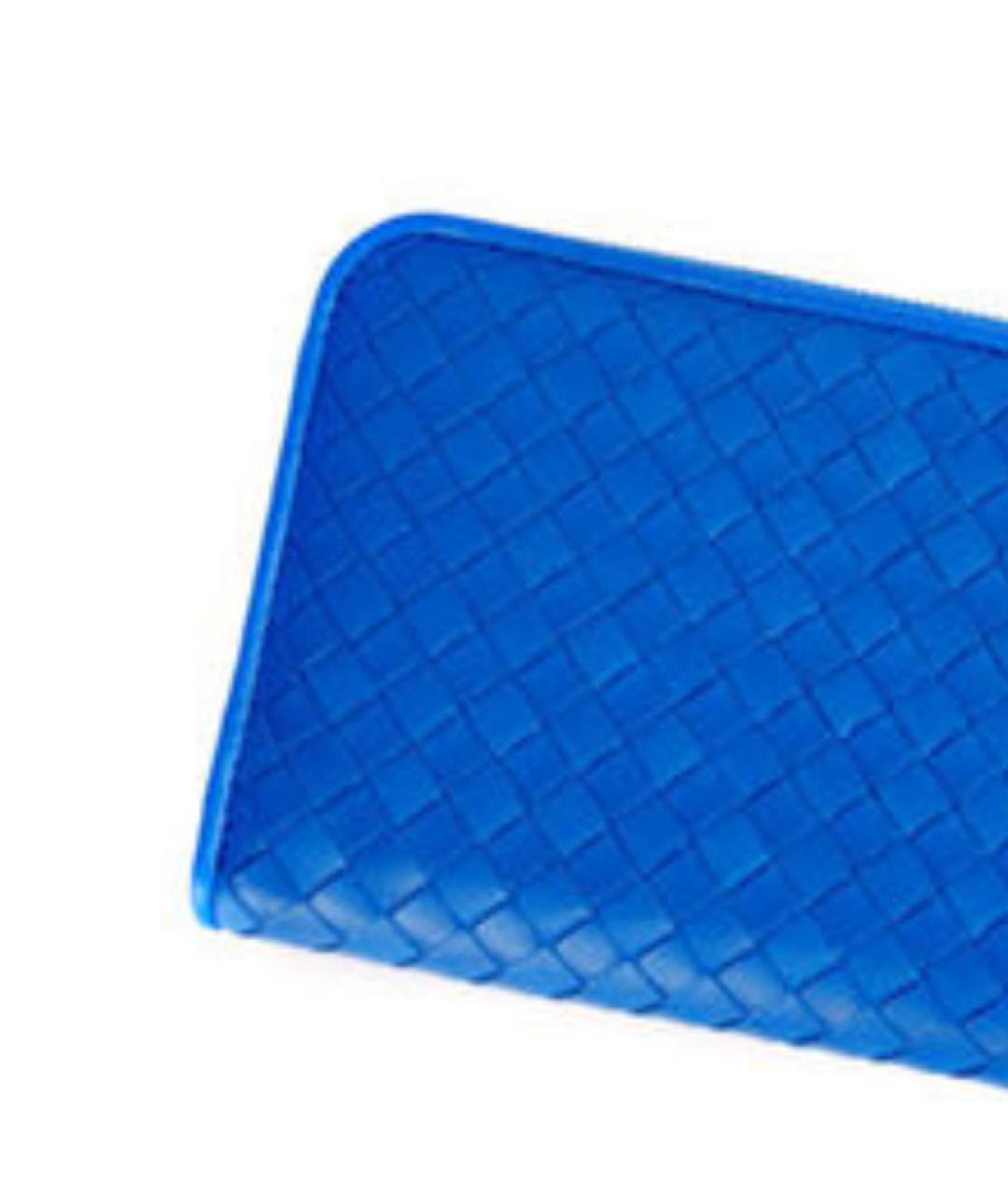 BOTTEGA VENETA Синий кожаный кошелек, фото 2