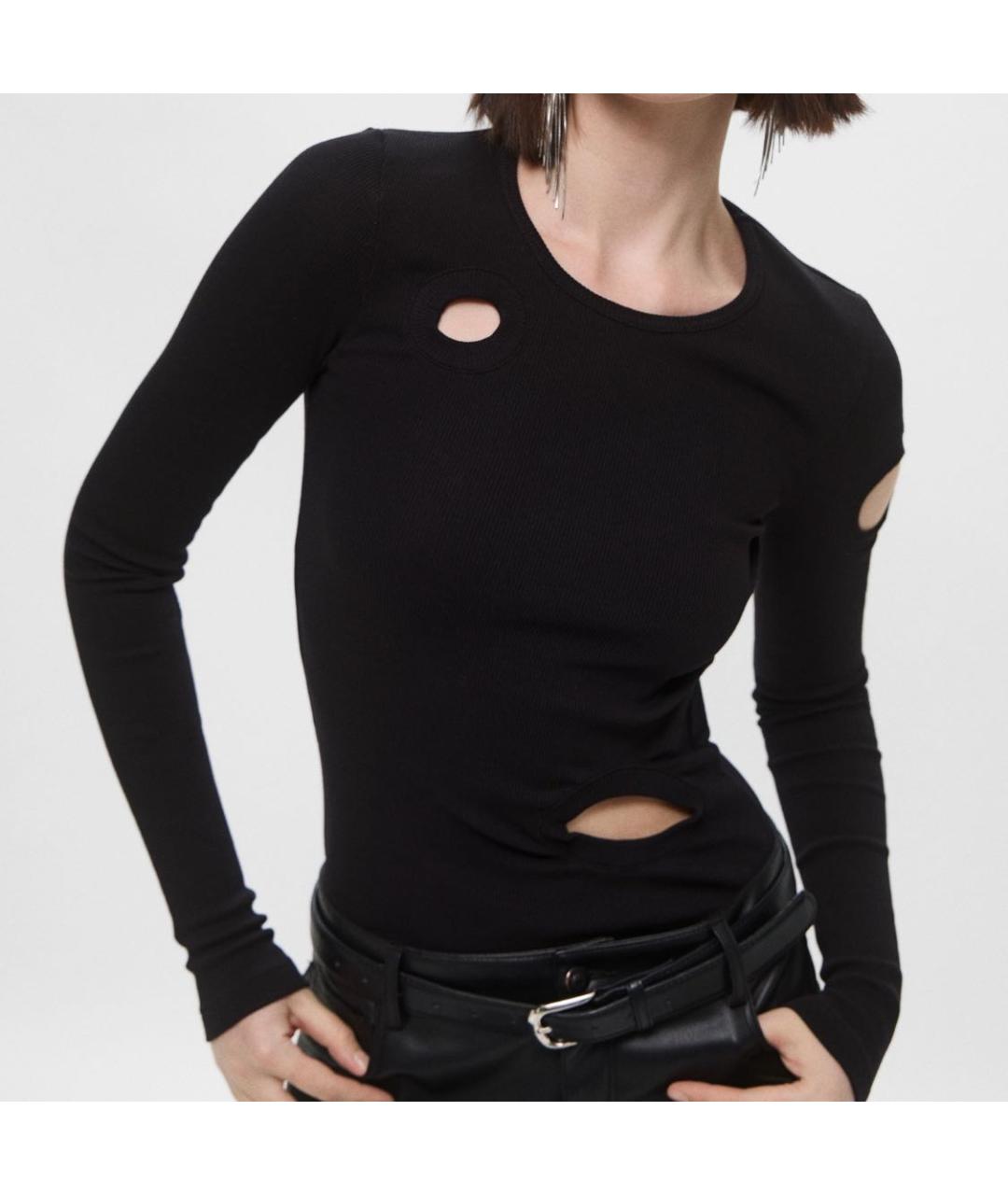 OFF-WHITE Черный хлопко-эластановый джемпер / свитер, фото 3