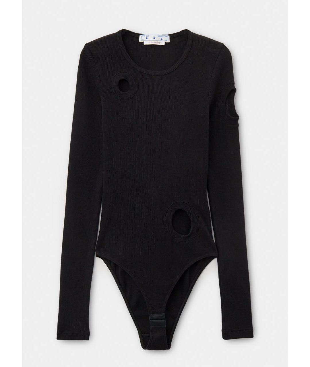 OFF-WHITE Черный хлопко-эластановый джемпер / свитер, фото 4