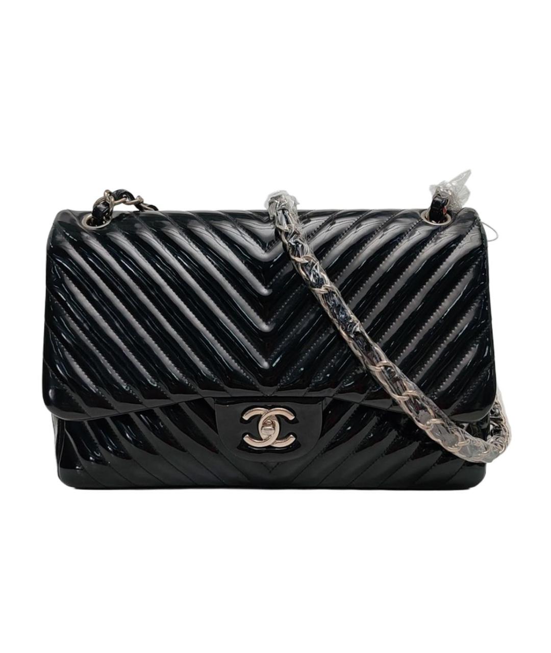 CHANEL Черная сумка через плечо из лакированной кожи, фото 1