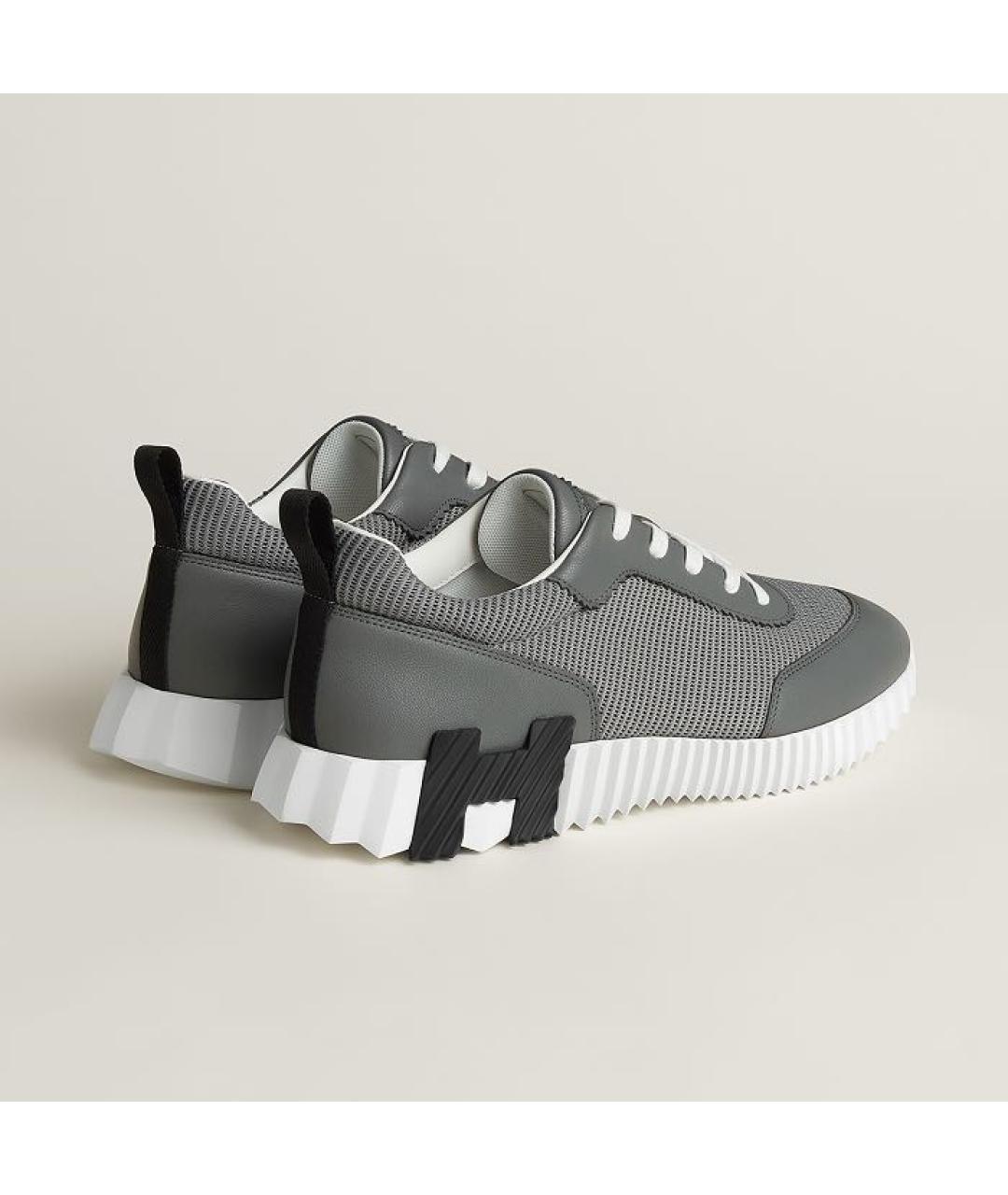 HERMES Серые текстильные низкие кроссовки / кеды, фото 4