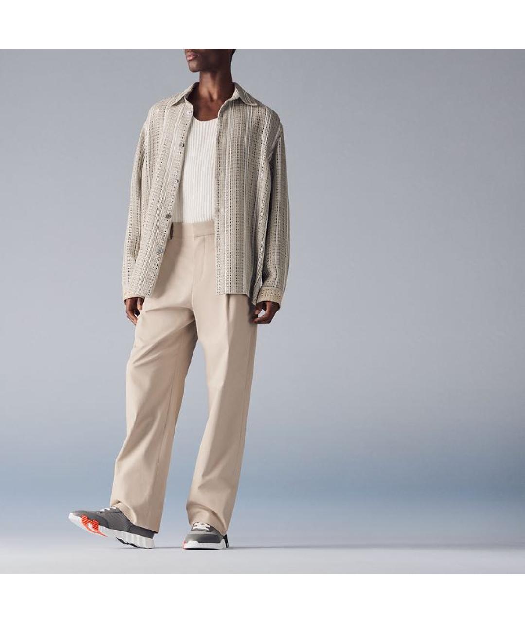 HERMES Серые текстильные низкие кроссовки / кеды, фото 3