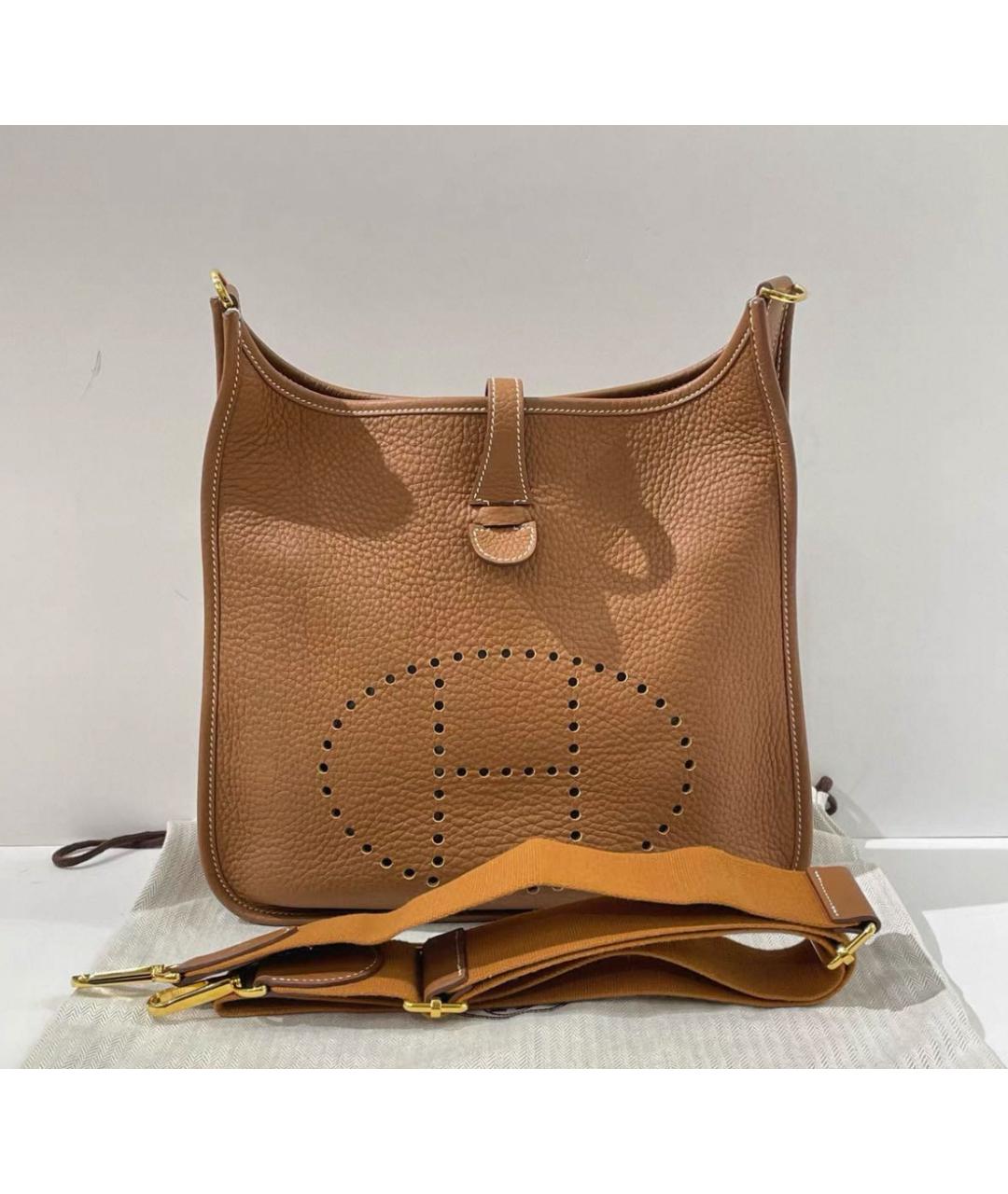 HERMES Коричневая кожаная сумка через плечо, фото 5
