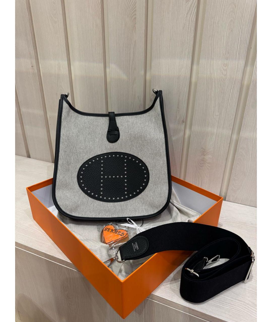 HERMES Серая тканевая сумка через плечо, фото 7