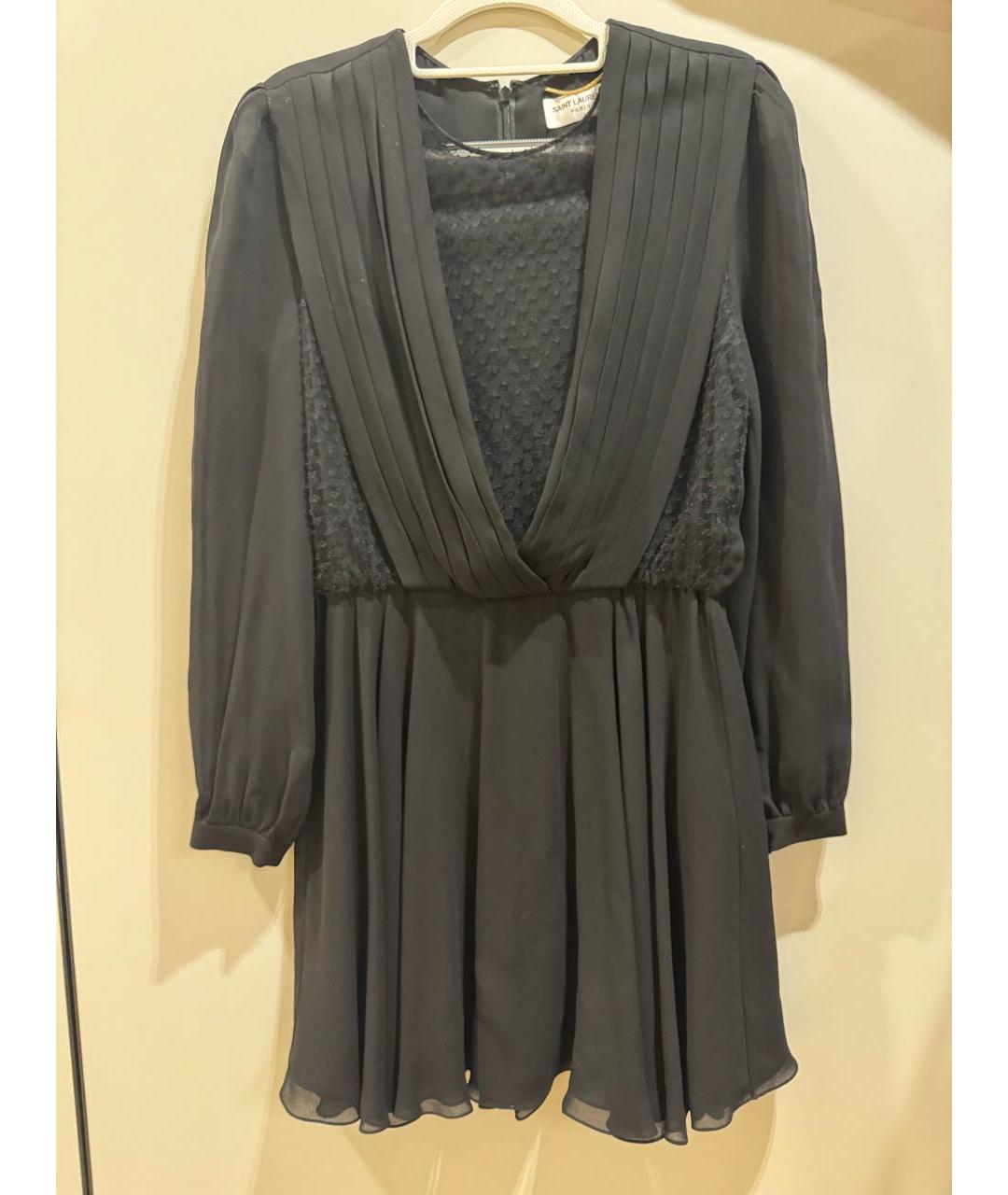 SAINT LAURENT Черное вискозное вечернее платье, фото 7