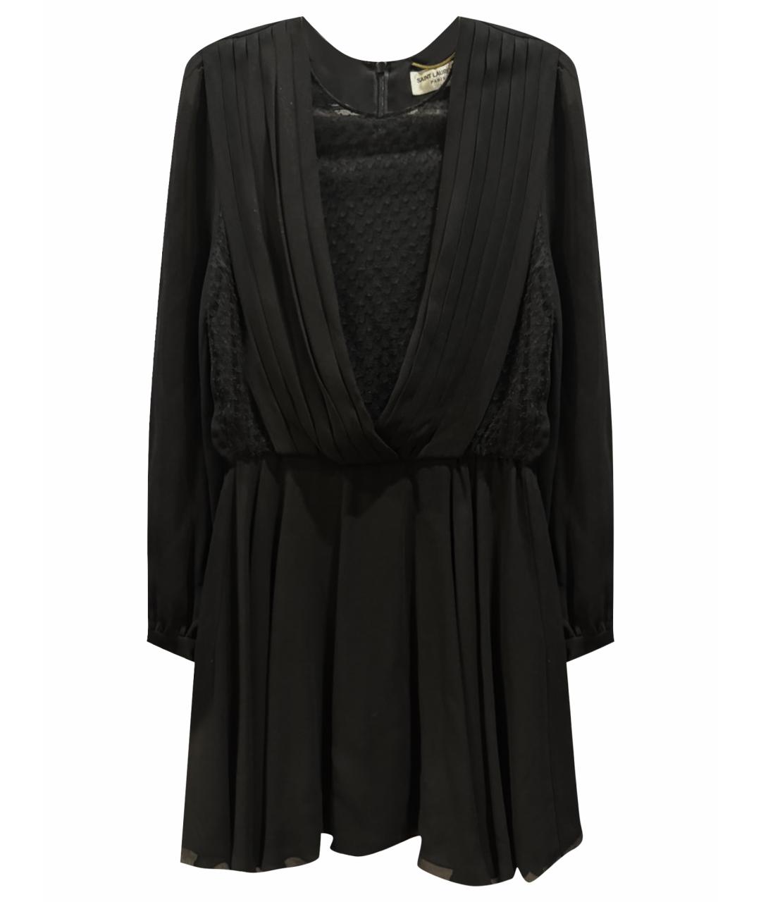 SAINT LAURENT Черное вискозное вечернее платье, фото 1