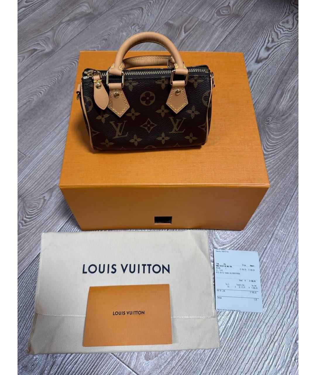 LOUIS VUITTON Коричневая кожаная сумка с короткими ручками, фото 2