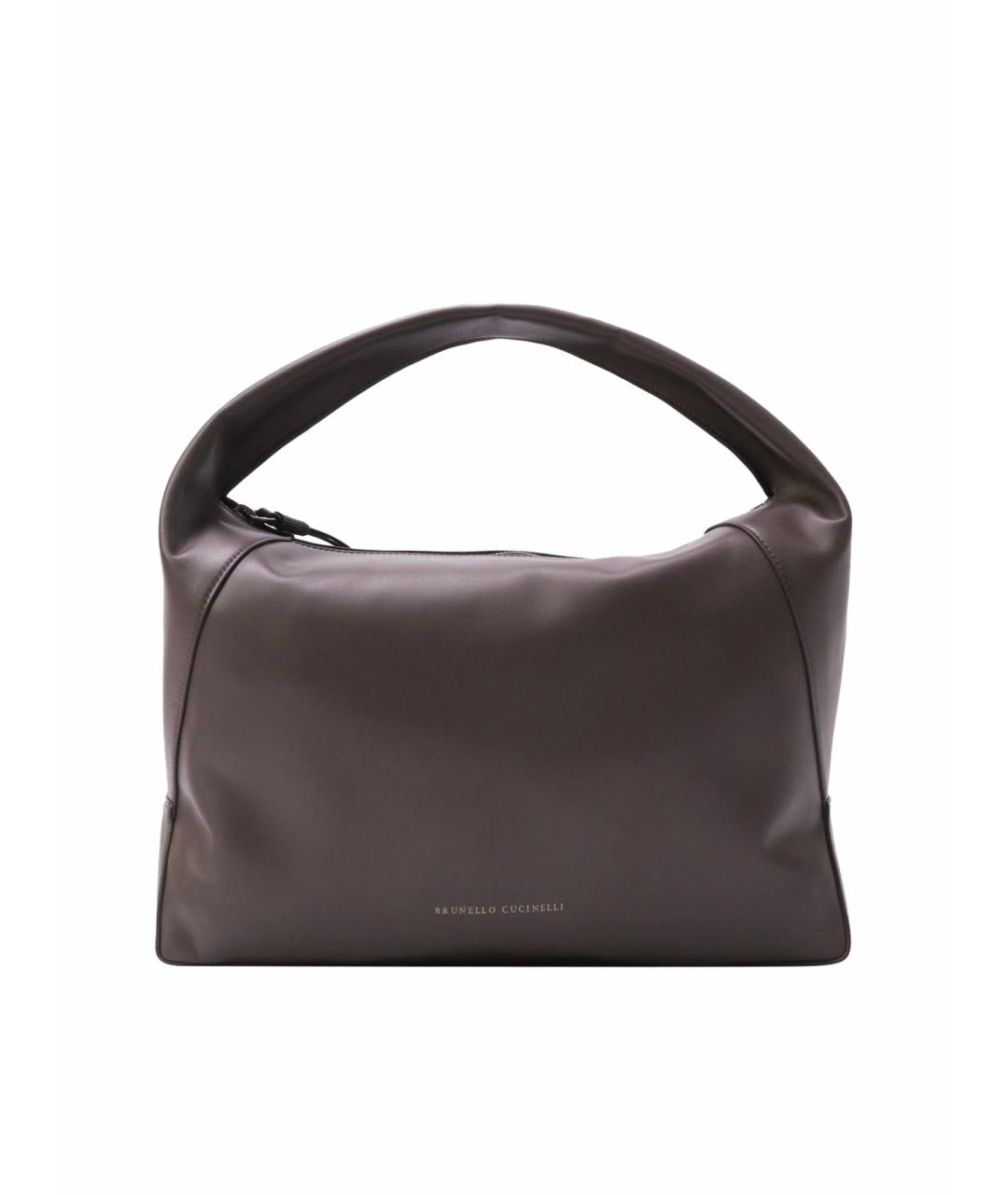 BRUNELLO CUCINELLI Коричневая кожаная сумка с короткими ручками, фото 1