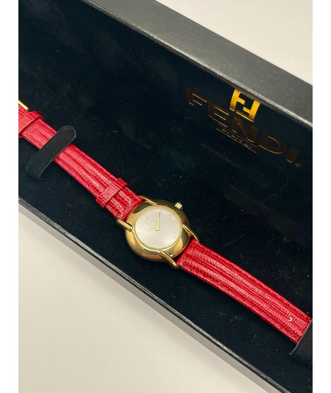 FENDI Бордовые позолоченные часы, фото 3