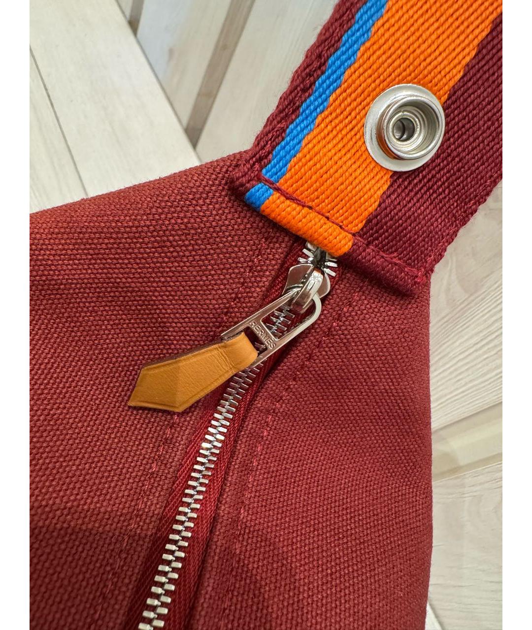 HERMES Бордовая тканевая косметичка, фото 5
