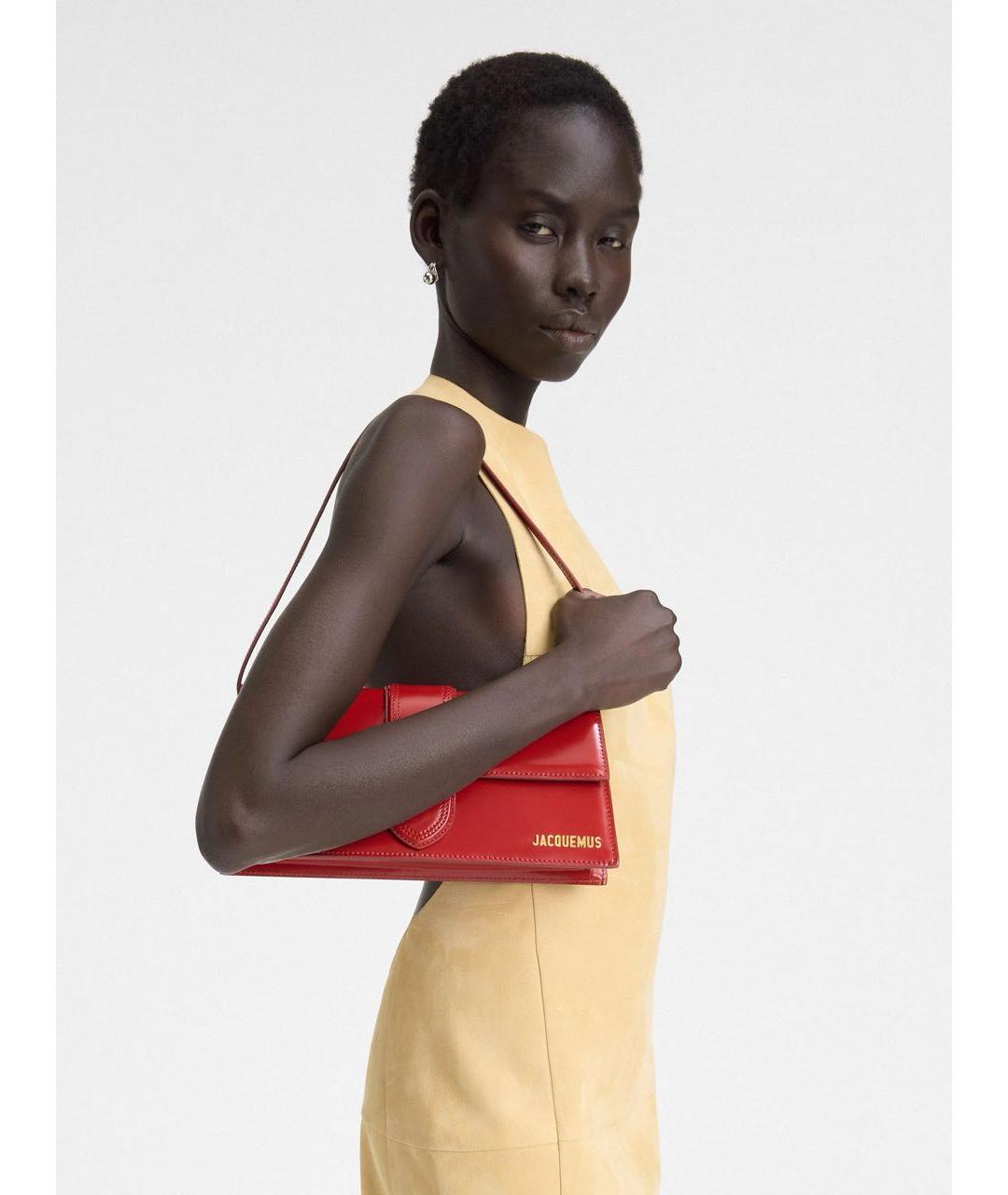 JACQUEMUS Красная кожаная сумка через плечо, фото 5