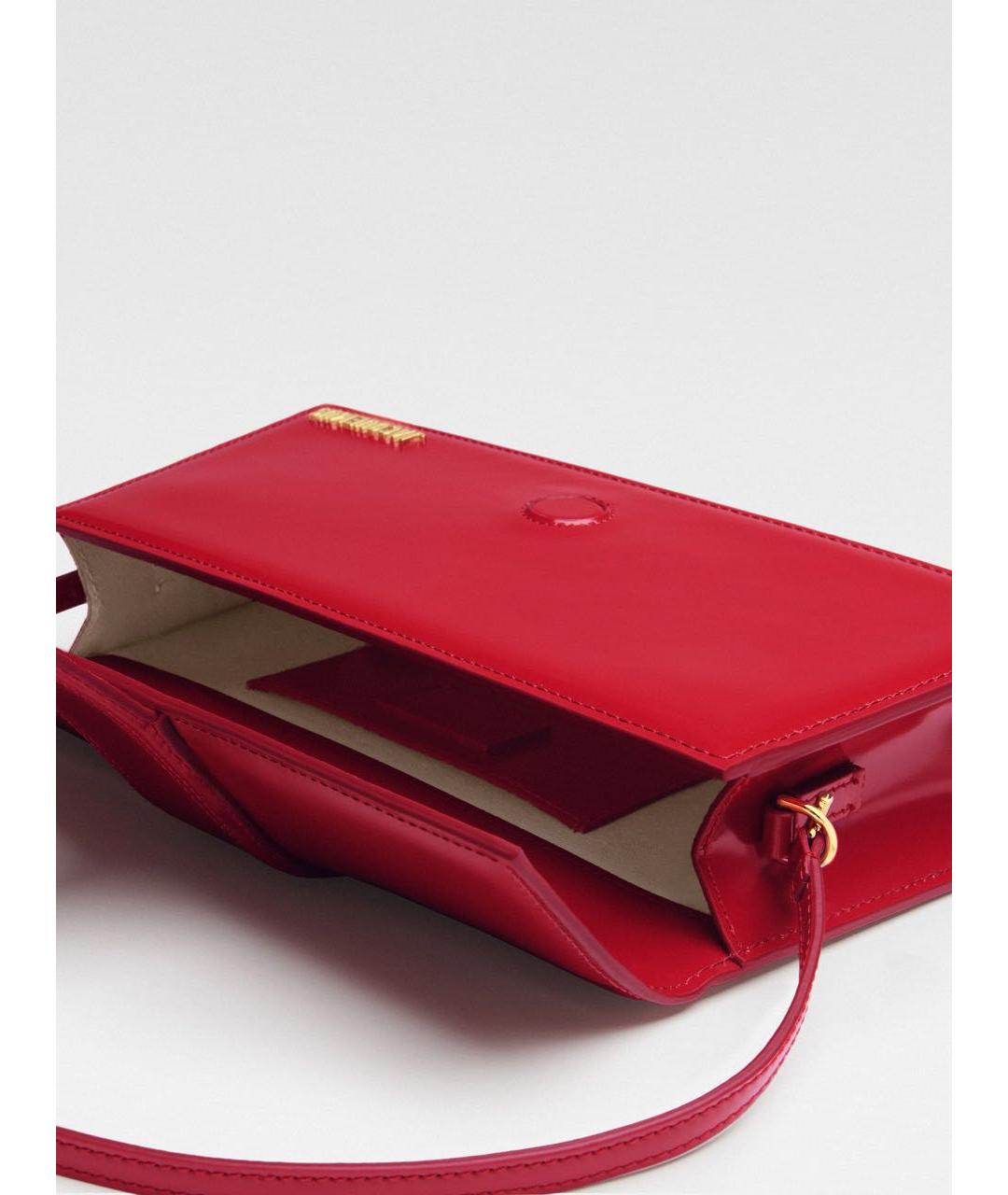 JACQUEMUS Красная кожаная сумка через плечо, фото 4
