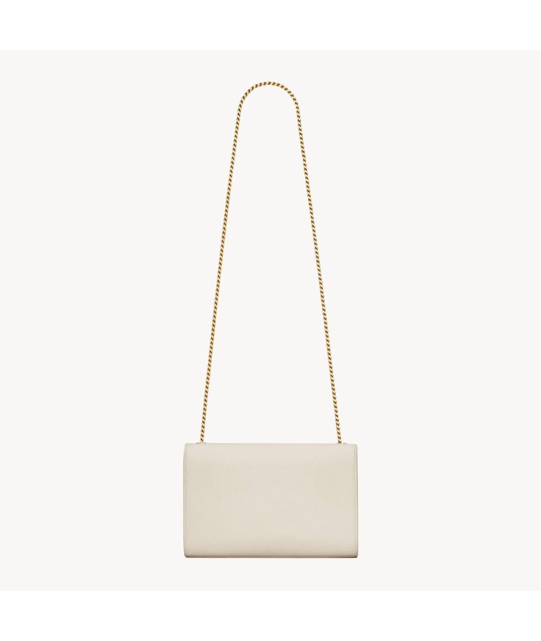 SAINT LAURENT Белая кожаная сумка через плечо, фото 2