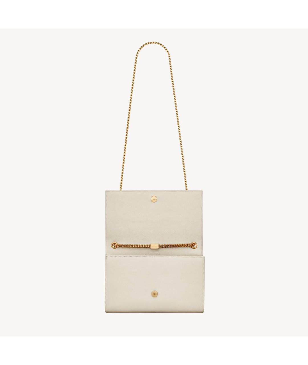 SAINT LAURENT Белая кожаная сумка через плечо, фото 4